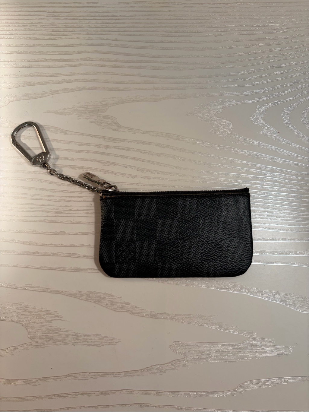 Louis Vuitton Black Damier Key Pouch With Silver Hardware N60155